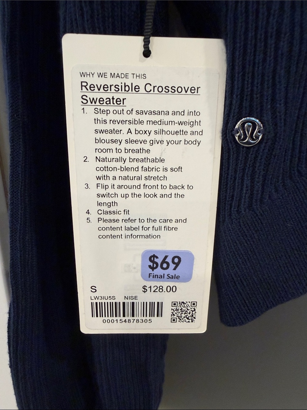 lululemon athletica Reversible Crossover Sweater - Navy Blue